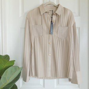 Maniere De Voir Faux Leather Button Down Shacket